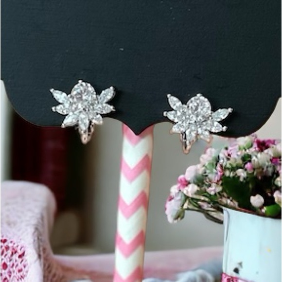 New! Silver Diamond Clip On Earrings - Picture 6 of 9